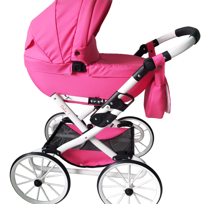 Wózek dla lalek głęboki Retro - Ciemny róż