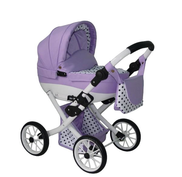 Wózek dla lalek głęboki Dalia - Fiolet+kropki