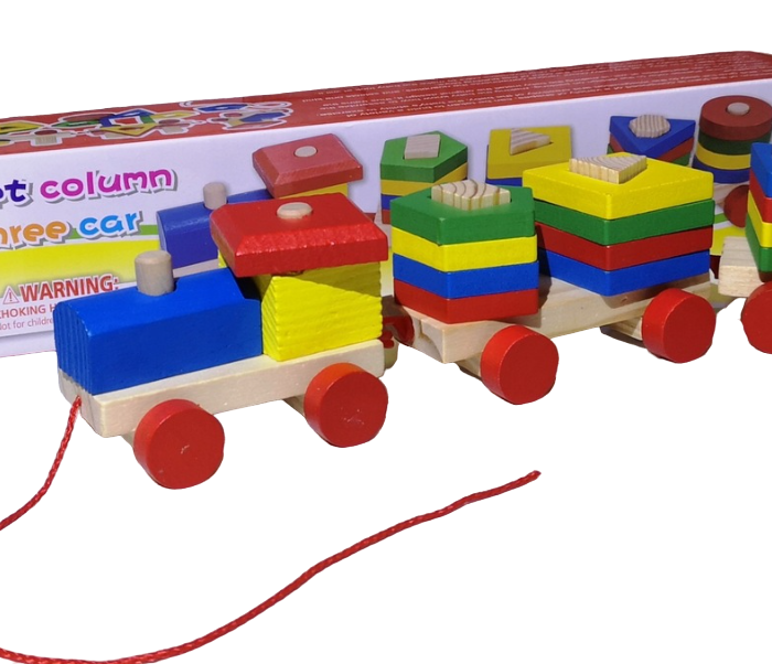 Drewniany Pociąg Sorter Klocki Lokomotywa Wagony