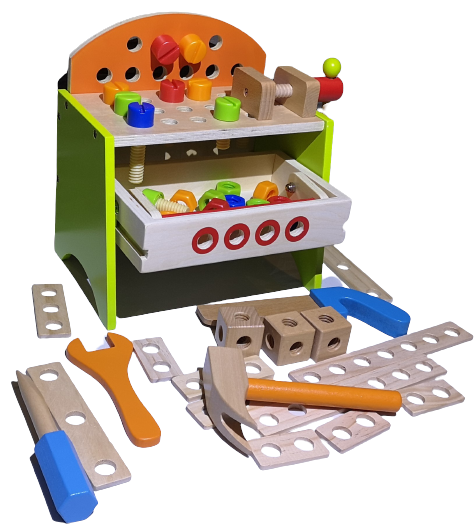 Warsztat drewniany z narzędziami Majsterkowicza