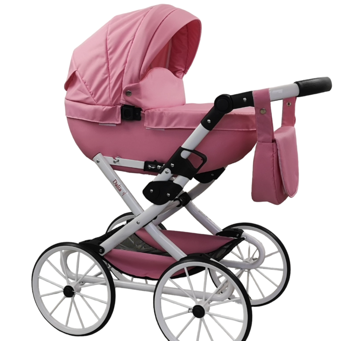 Wózek dla lalek głęboki Retro - Pudrowy Róż