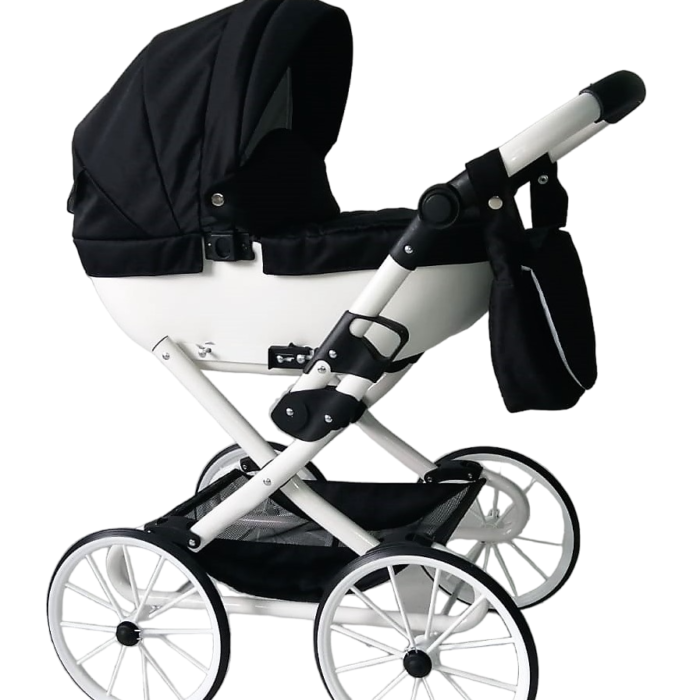 Wózek dla lalek głęboki Retro - Czarno-biały